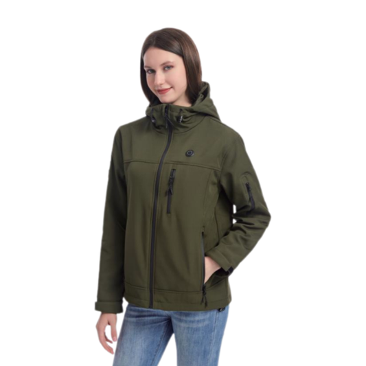 POLARIS Long Tek Vert Armée – Veste softshell chauffante Électrique